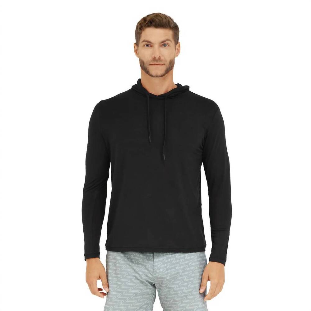 NEW SOMEWHERE SUNNY men's upf 50+ bamboo everyday lightweight hoodie in black